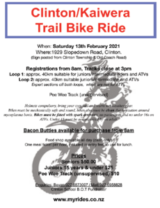 Clinton/Kaiwera Trail Bike Ride