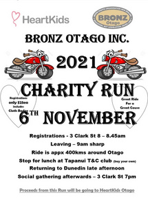 Bronz Otago Heart Kids Charity run - Sat 6 Nov