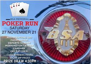 CANCELLED -  Sat 27 Nov - BSA Memorial Poker Run